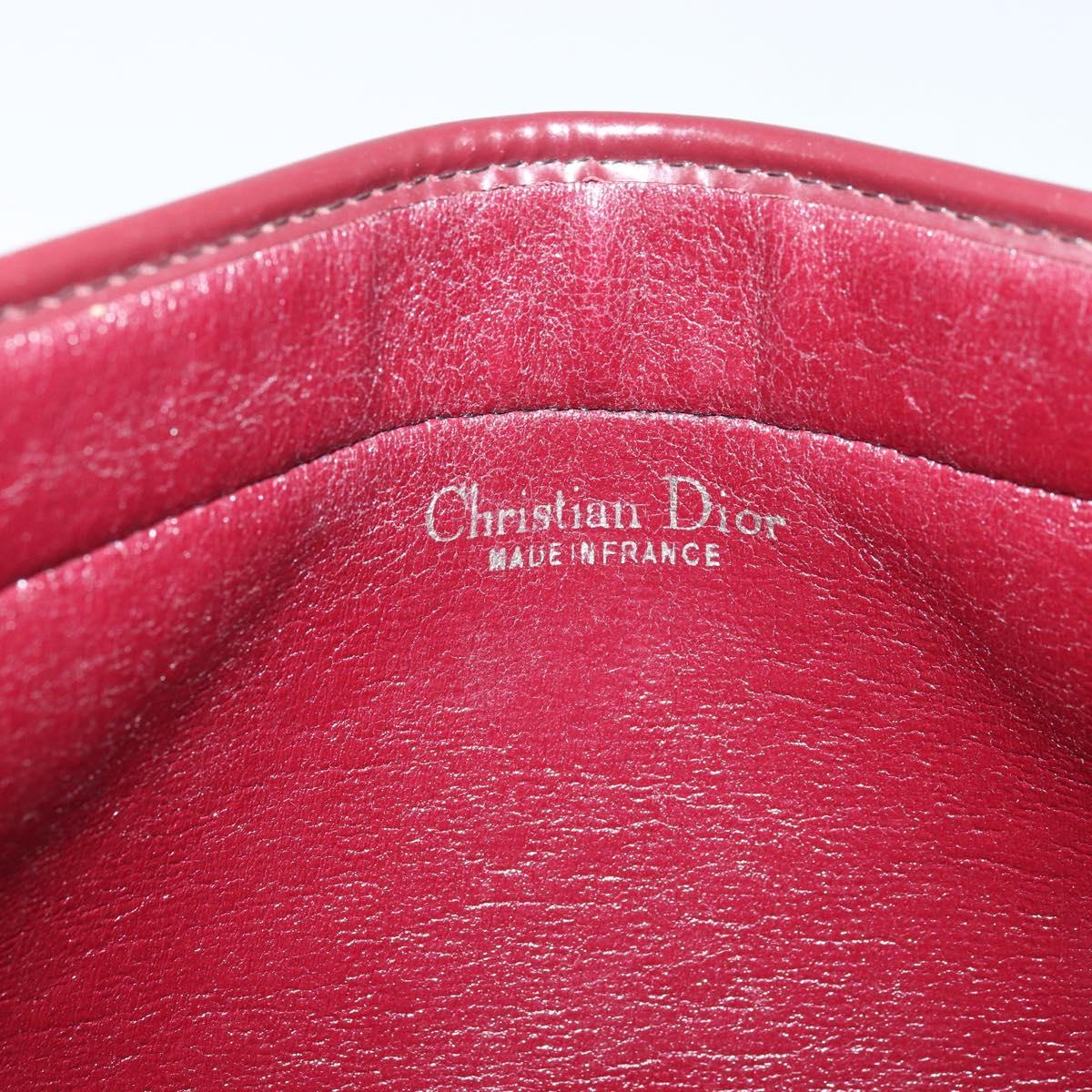 Christian Dior Trotter Canvas Chain Shoulder Bag Red Gold Auth LNZ657