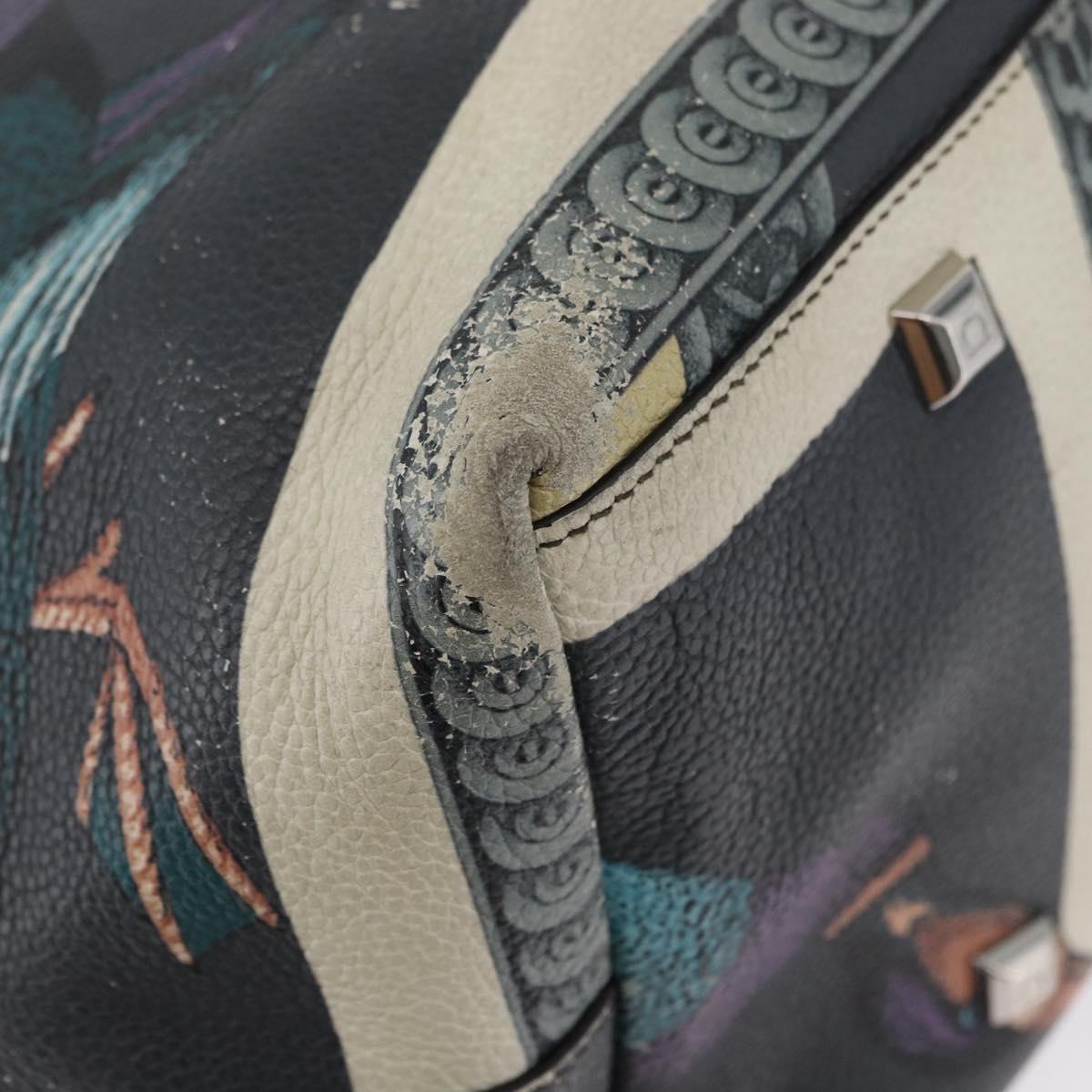 Salvatore Ferragamo Gancini Tote Bag Leather Multicolor Silver Auth LNZ658