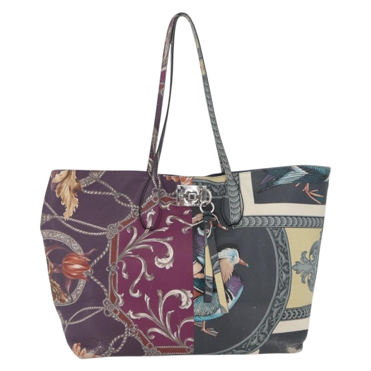 Salvatore Ferragamo Gancini Tote Bag Leather Multicolor Silver Auth LNZ658