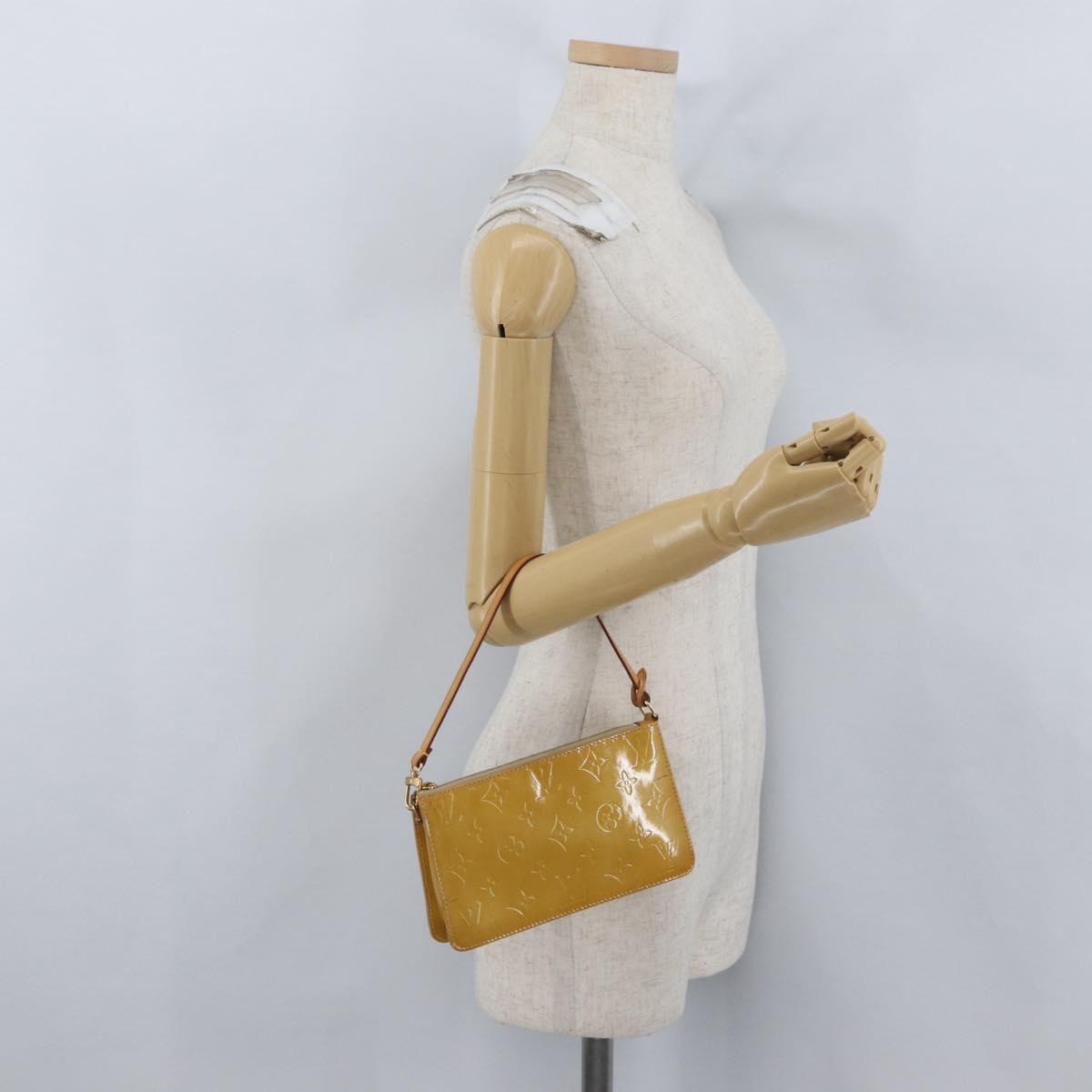LOUIS VUITTON Monogram Vernis Lexington Pouch Beige M91010 LV Auth LNZ662