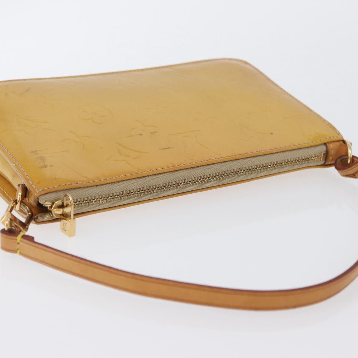 LOUIS VUITTON Monogram Vernis Lexington Pouch Beige M91010 LV Auth LNZ662