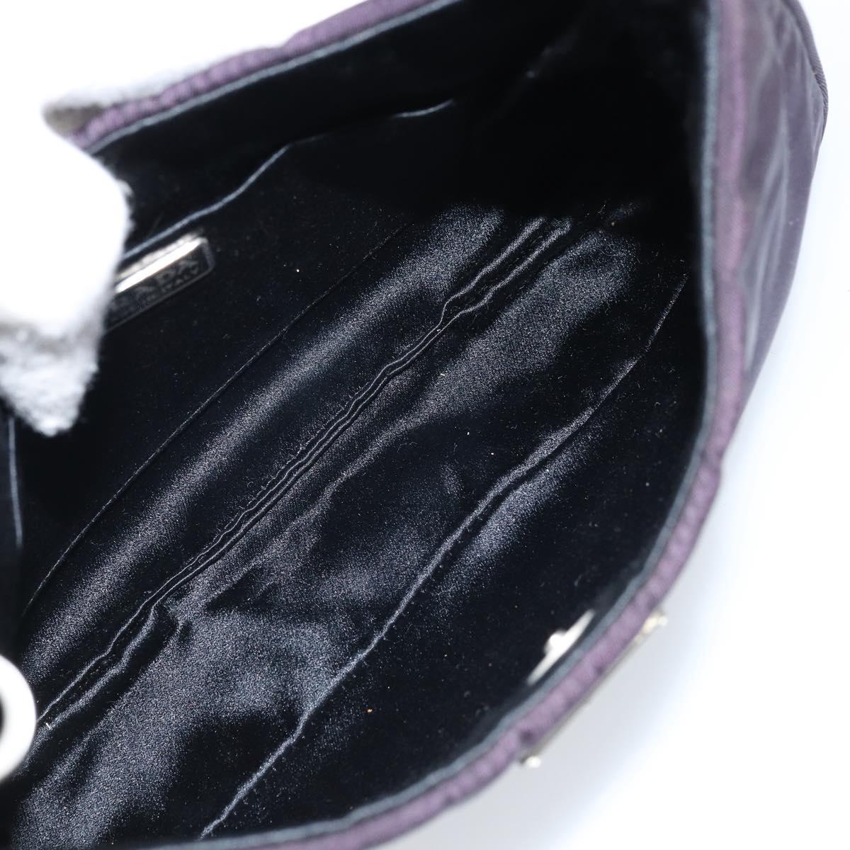 PRADA Accessory Pouch Nylon Purple Silver Auth LNZ663