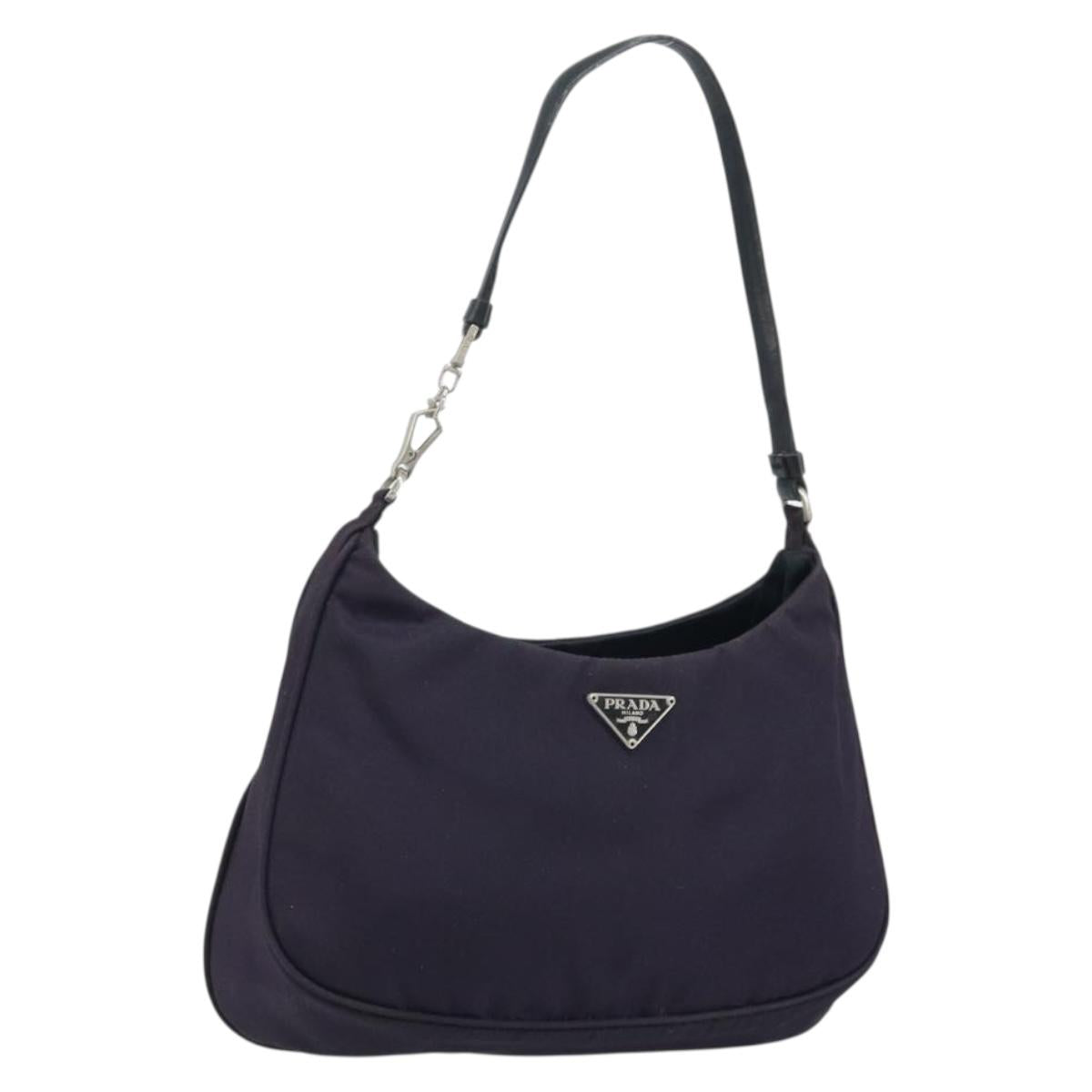 PRADA Accessory Pouch Nylon Purple Silver Auth LNZ663