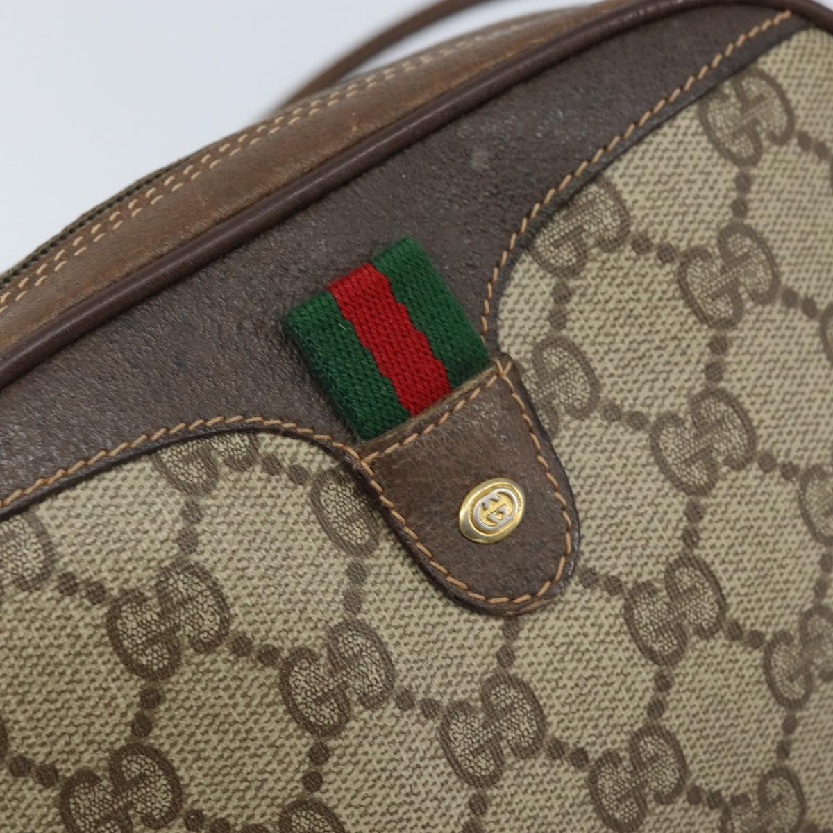 GUCCI GG Supreme Web Sherry Line Bag PVC Beige Gold 89 02 066 Auth LNZ667