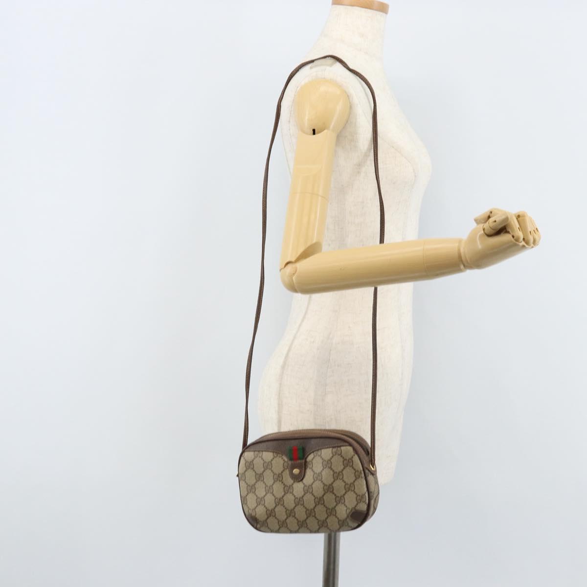 GUCCI GG Supreme Web Sherry Line Bag PVC Beige Gold 89 02 066 Auth LNZ667