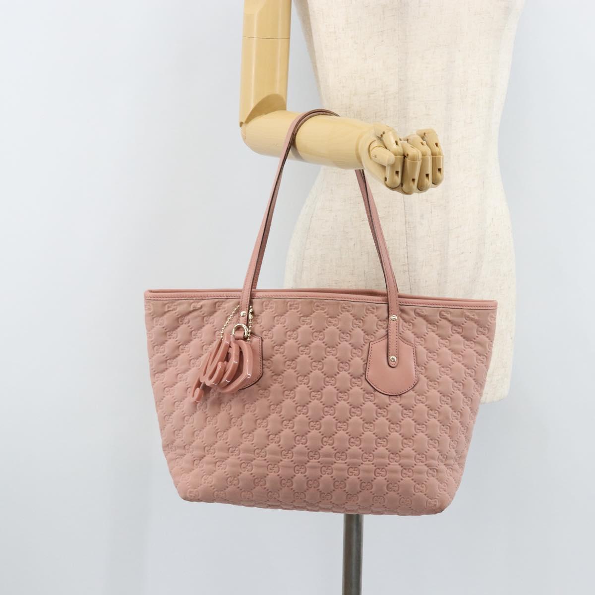 GUCCI GG Canvas Tote Bag Nylon Pink Gold 211976 Auth LNZ669