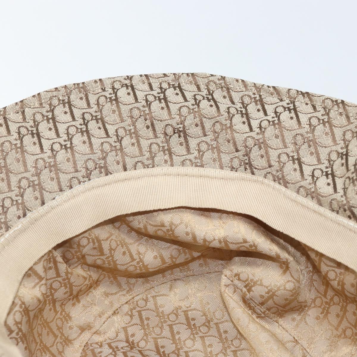 Christian Dior Trotter Canvas Hat Galliano Period Beige Gold Auth LNZ676A