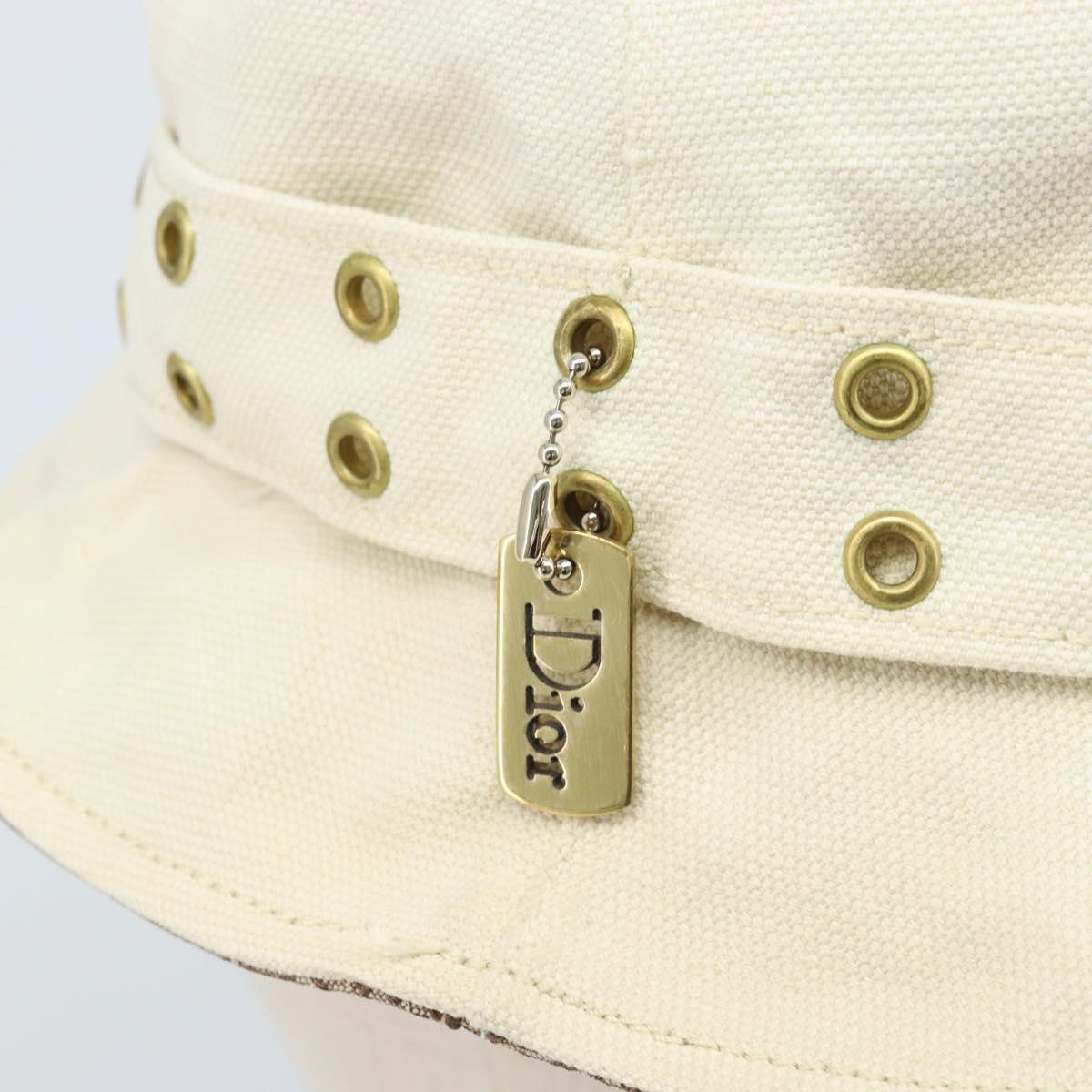 Christian Dior Trotter Canvas Hat Galliano Period Beige Gold Auth LNZ676A