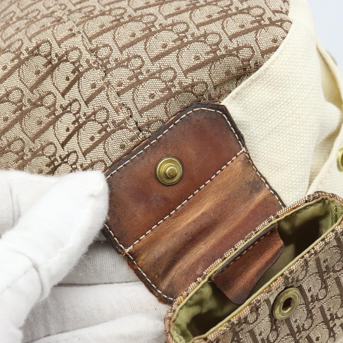 Christian Dior Trotter Canvas Hat Galliano Period Beige Gold Auth LNZ676A