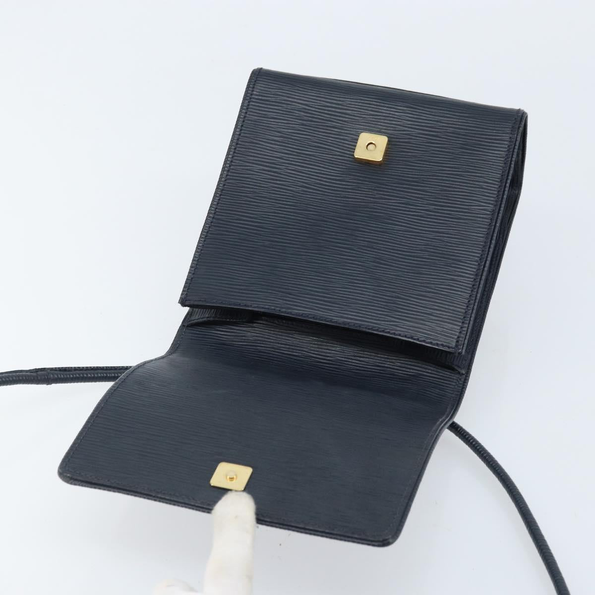 FENDI Shoulder Bag Leather Black Gold Auth LNZ677