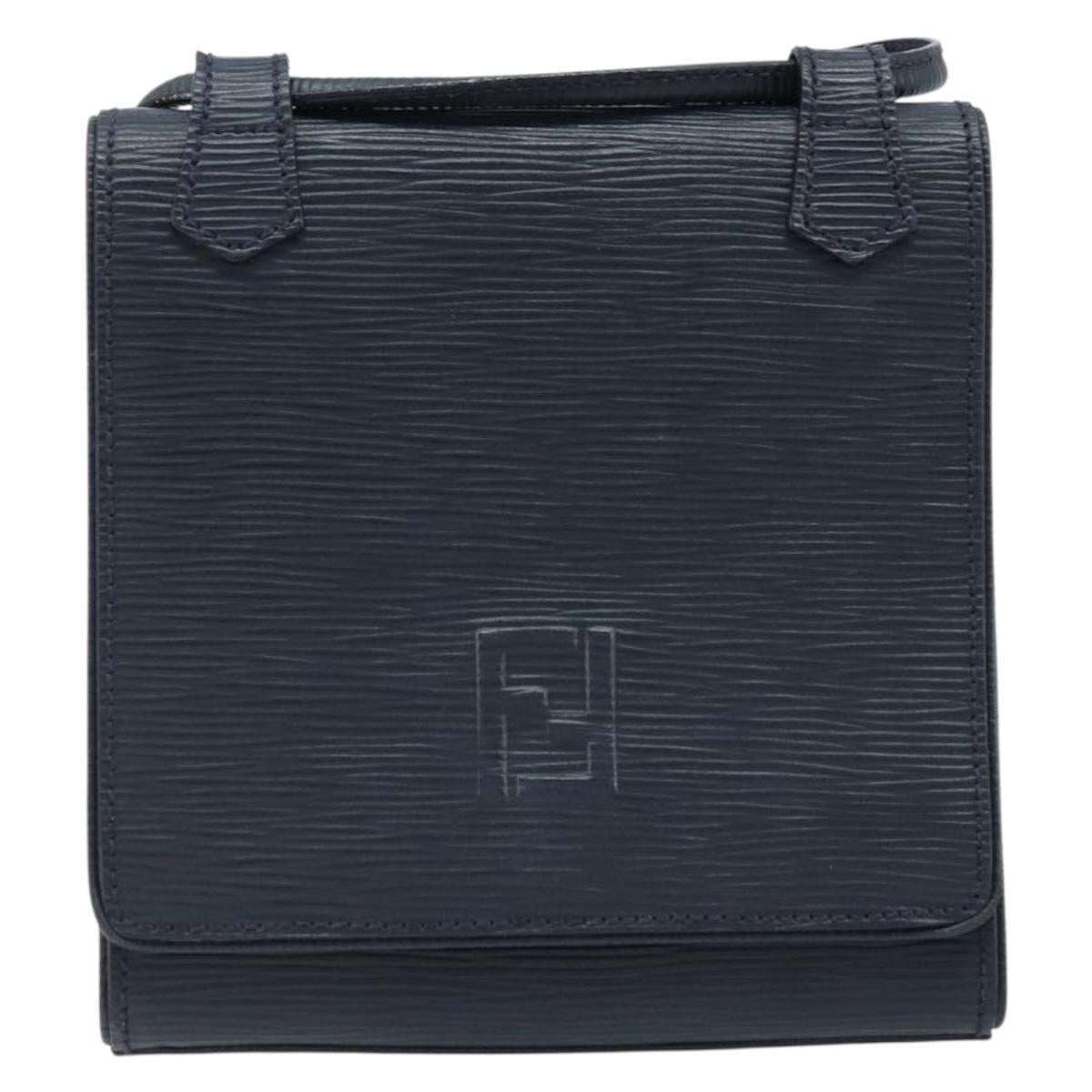 FENDI Shoulder Bag Leather Black Gold Auth LNZ677