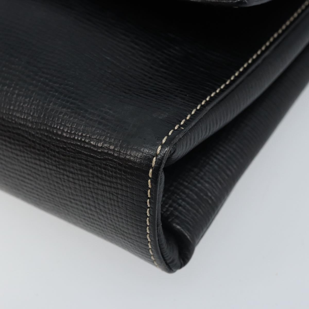 CELINE Circle Shoulder Bag Leather Black Silver Auth LNZ679V