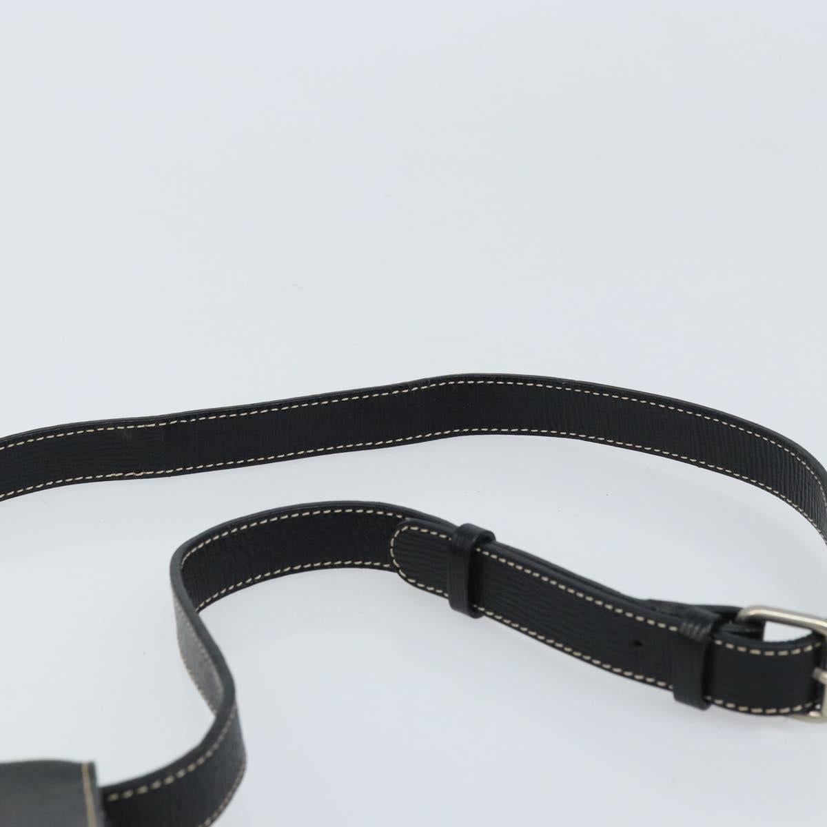 CELINE Circle Shoulder Bag Leather Black Silver Auth LNZ679V
