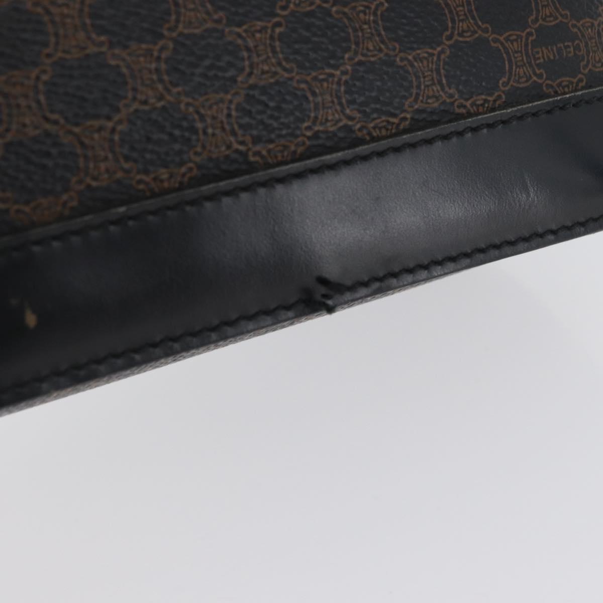 CELINE Macadam Canvas Tote Bag PVC Leather Black Gold Auth LNZ687