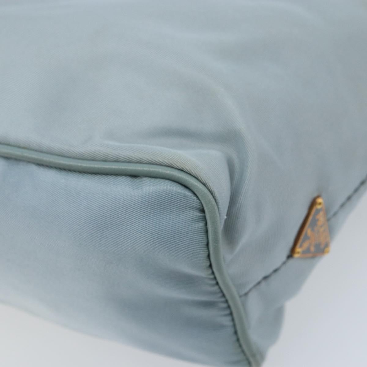 PRADA Chain Shoulder Bag Nylon Light Blue Gold Auth LNZ688V