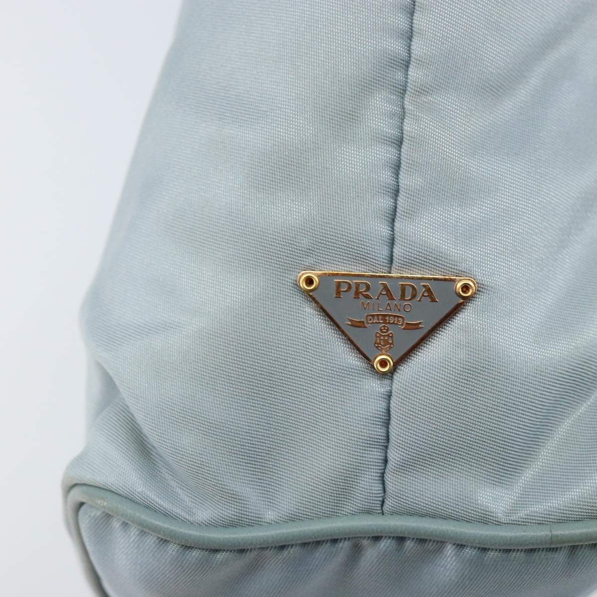 PRADA Chain Shoulder Bag Nylon Light Blue Gold Auth LNZ688V