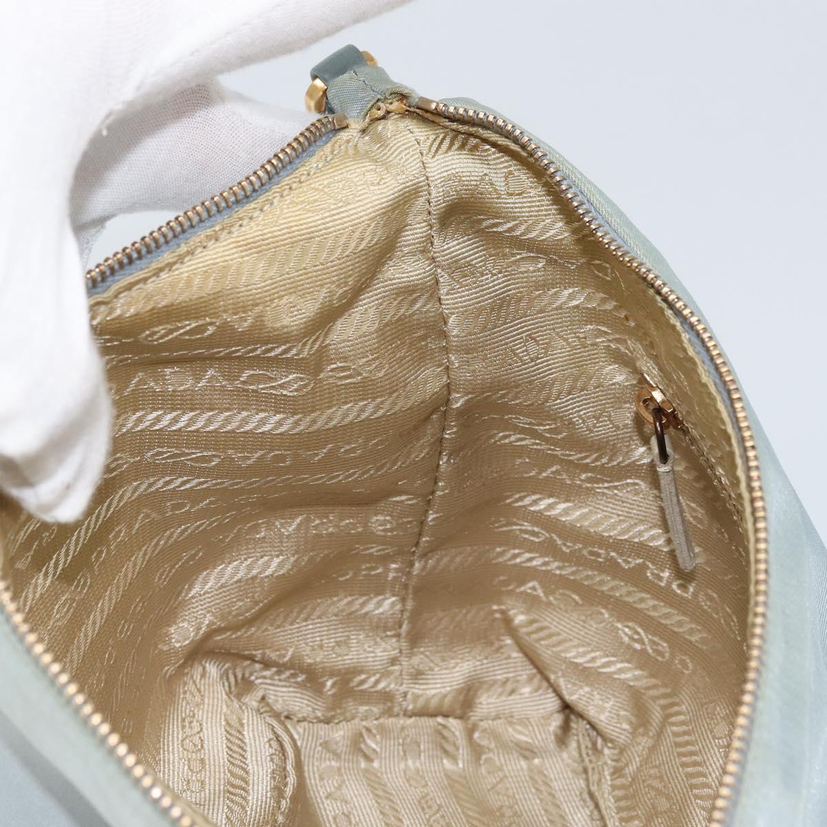 PRADA Chain Shoulder Bag Nylon Light Blue Gold Auth LNZ688V