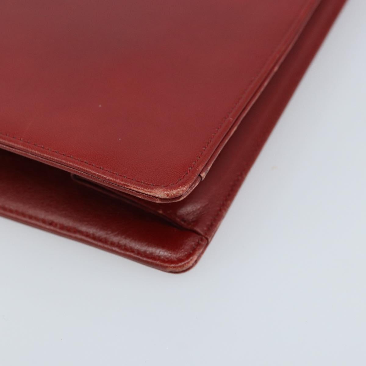 Christian Dior Hand Bag Leather Red Gold Auth LNZ689