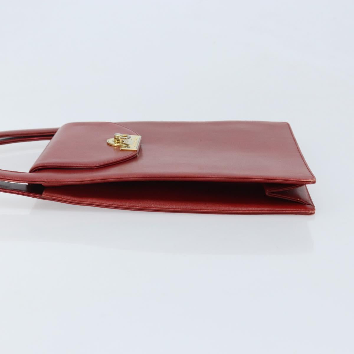 Christian Dior Hand Bag Leather Red Gold Auth LNZ689