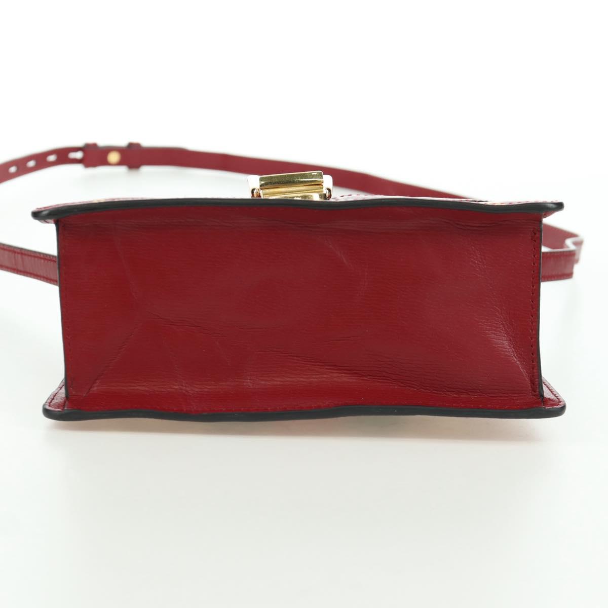 GUCCI Silvi Sherry Line Hand Bag Leather 2way Red Gold 470270 Auth LNZ690V