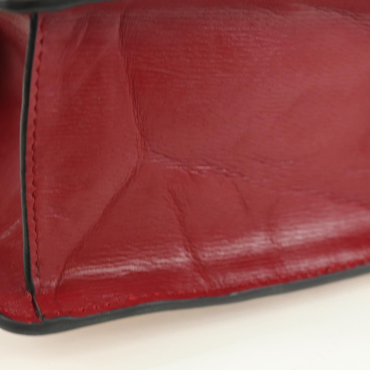 GUCCI Silvi Sherry Line Hand Bag Leather 2way Red Gold 470270 Auth LNZ690V