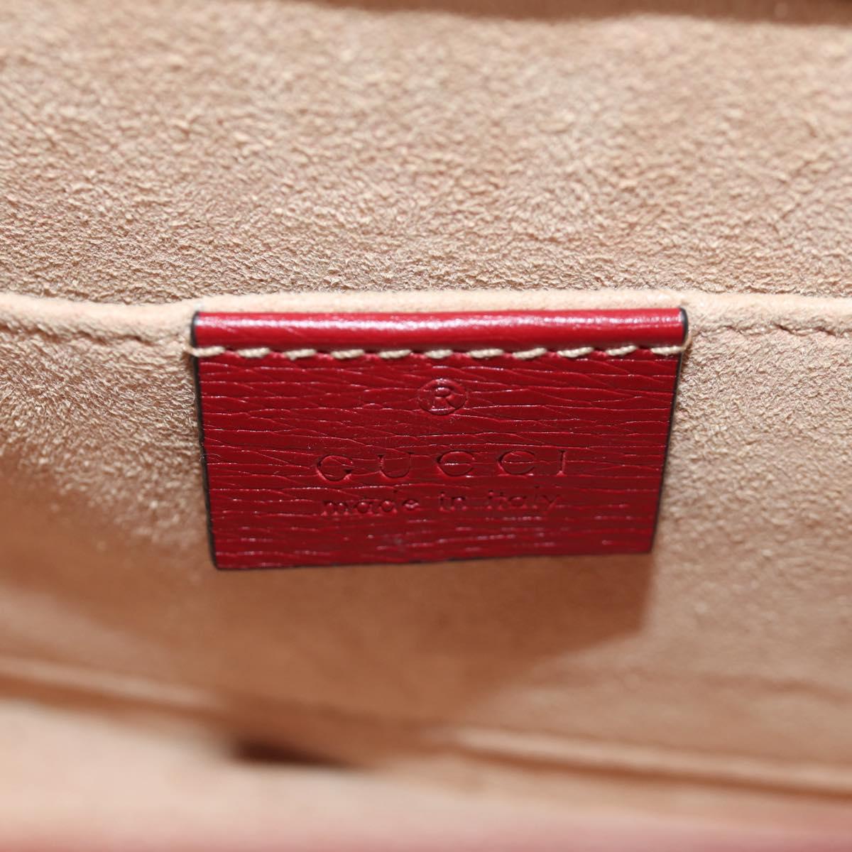 GUCCI Silvi Sherry Line Hand Bag Leather 2way Red Gold 470270 Auth LNZ690V