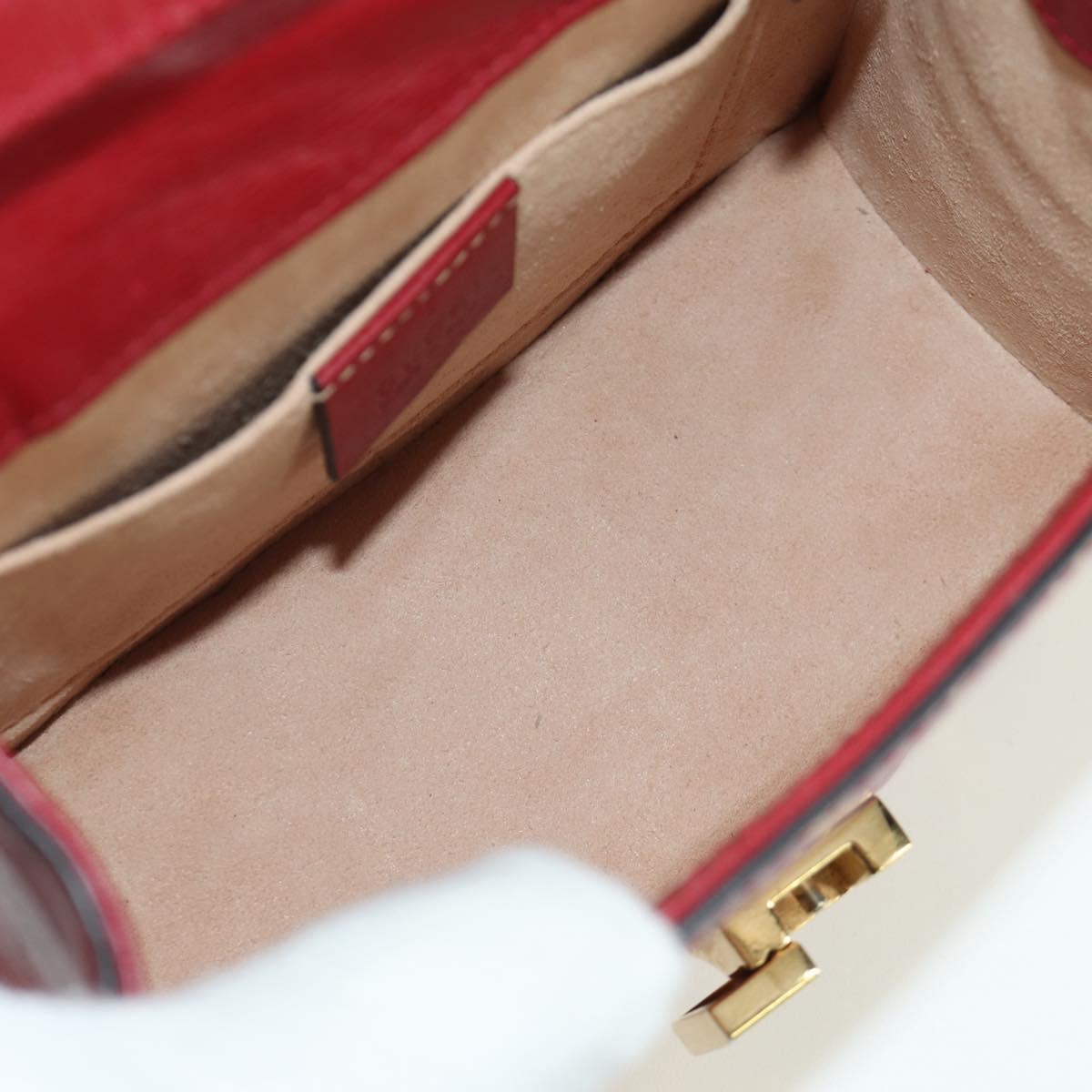 GUCCI Silvi Sherry Line Hand Bag Leather 2way Red Gold 470270 Auth LNZ690V