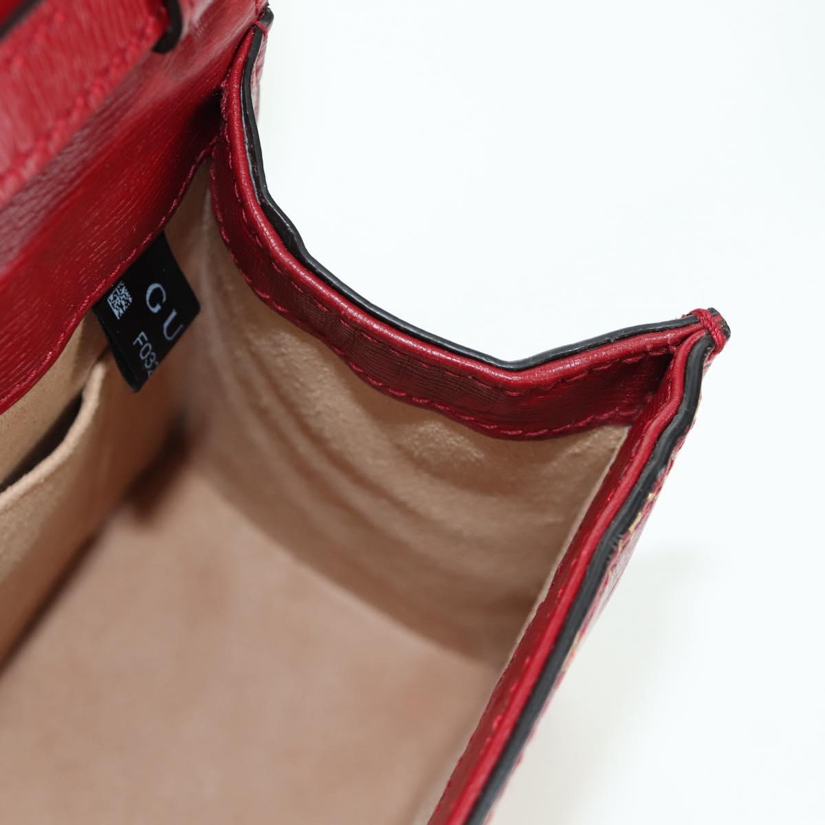 GUCCI Silvi Sherry Line Hand Bag Leather 2way Red Gold 470270 Auth LNZ690V