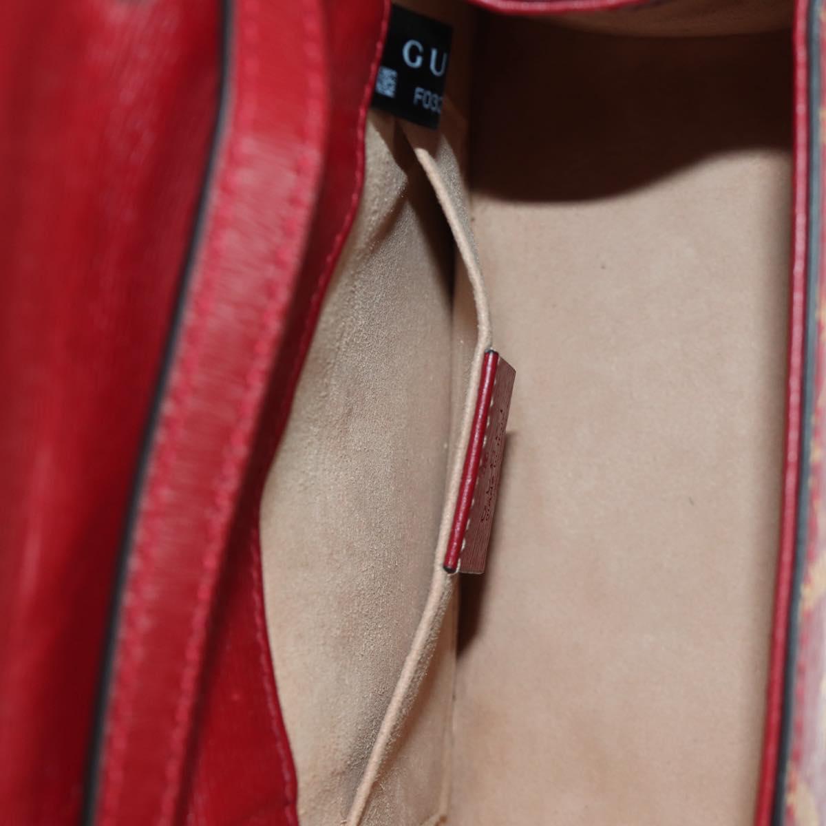 GUCCI Silvi Sherry Line Hand Bag Leather 2way Red Gold 470270 Auth LNZ690V