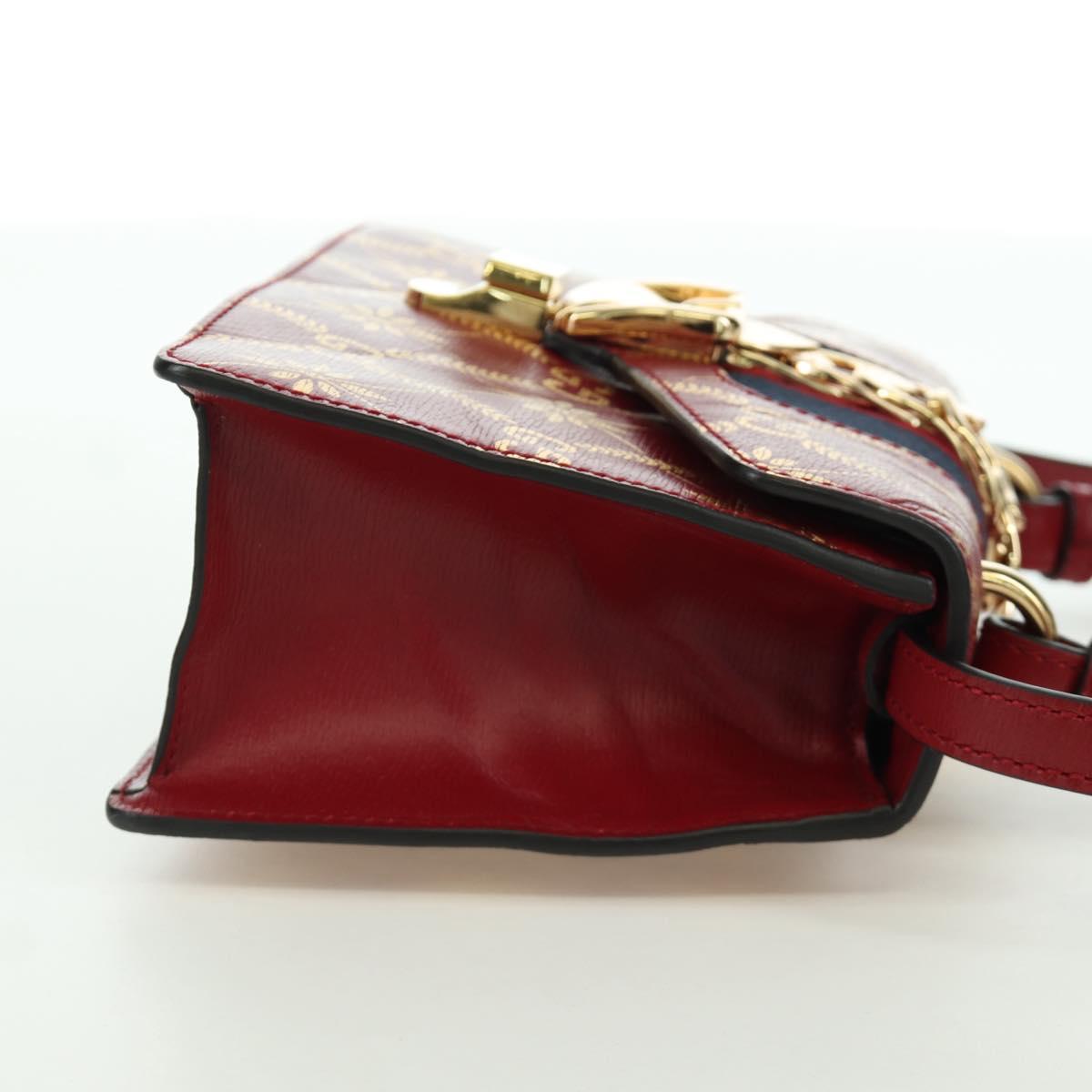 GUCCI Silvi Sherry Line Hand Bag Leather 2way Red Gold 470270 Auth LNZ690V