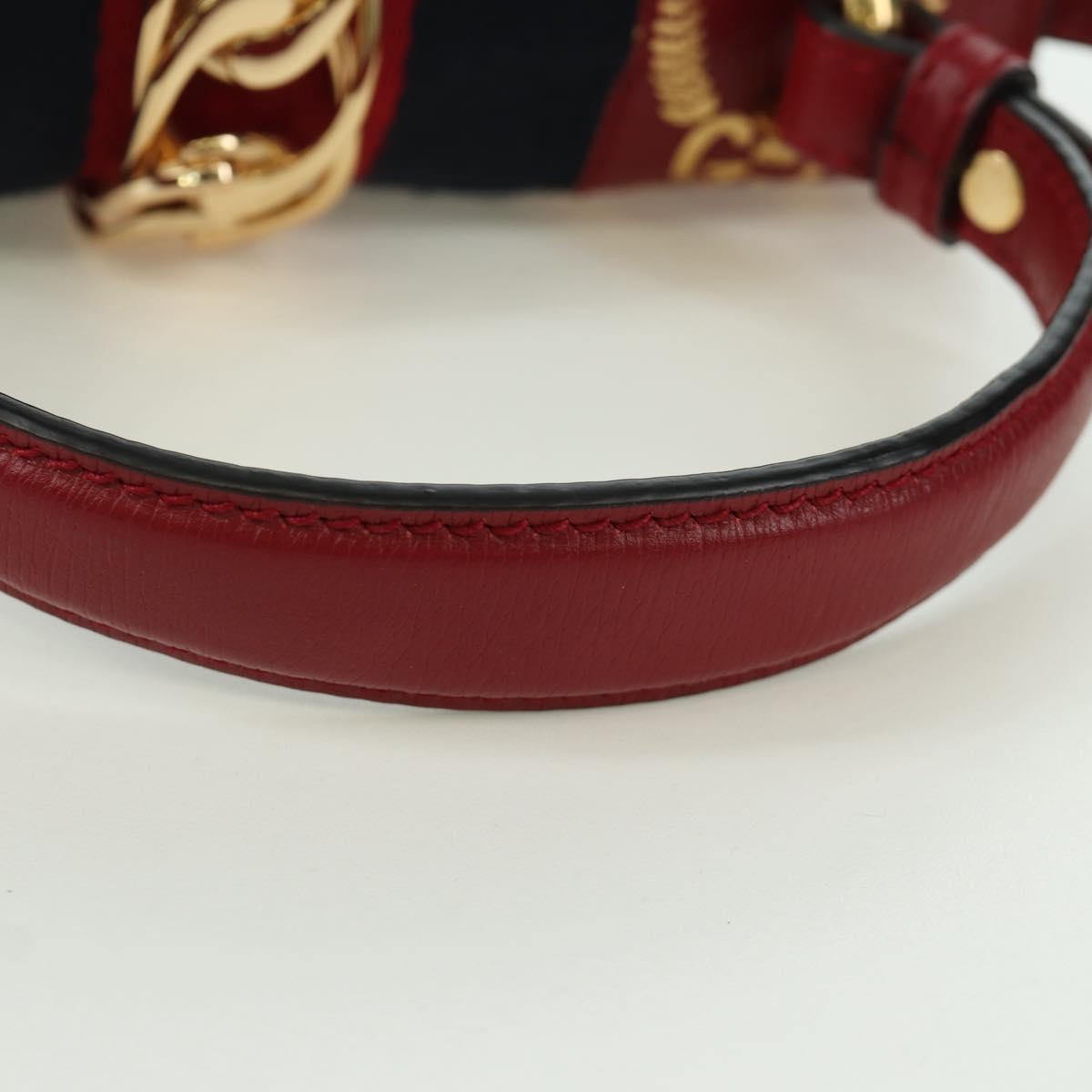 GUCCI Silvi Sherry Line Hand Bag Leather 2way Red Gold 470270 Auth LNZ690V
