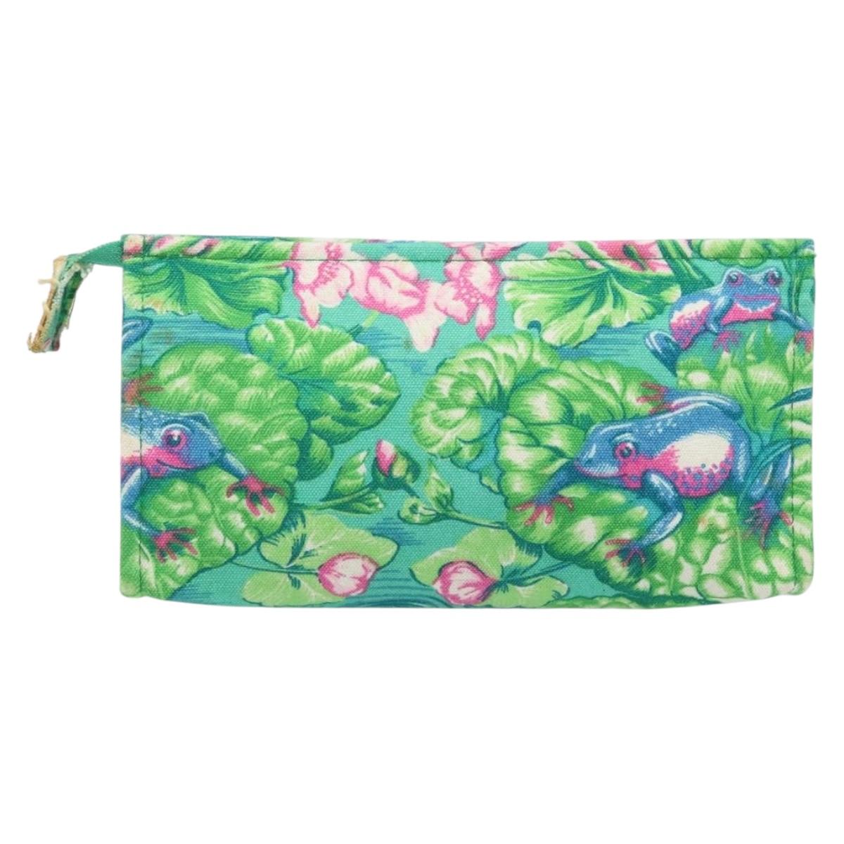 HERMES Pouch Canvas Green Auth LNZ691A