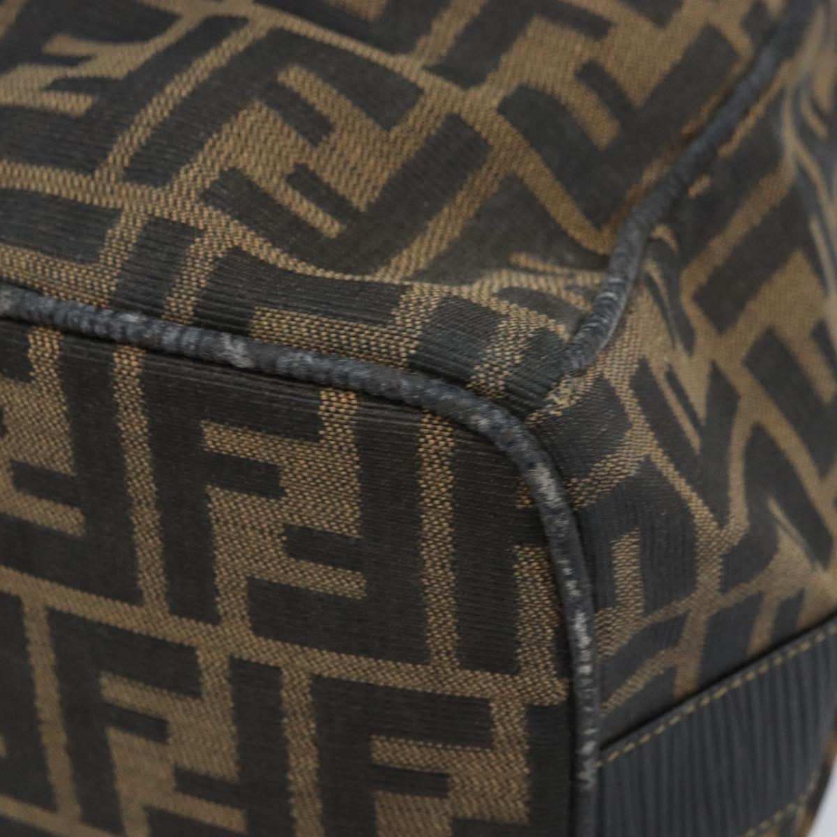 FENDI Zucca Canvas Hand Bag Black Brown Auth LNZ693
