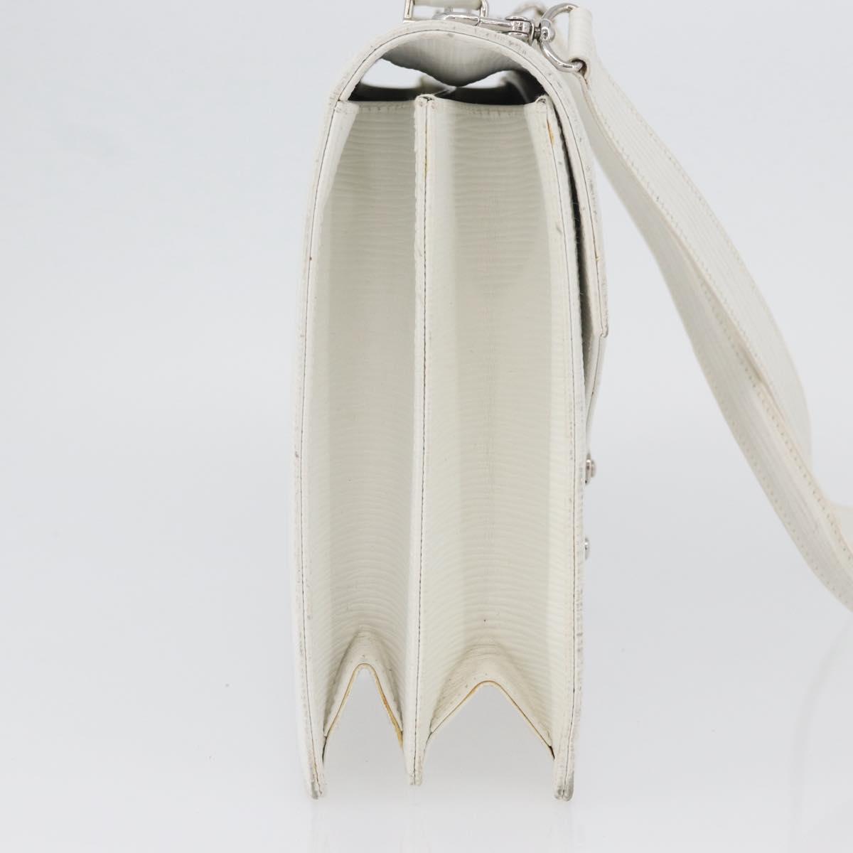 FENDI Hand Bag Leather 2way White Silver Auth LNZ694
