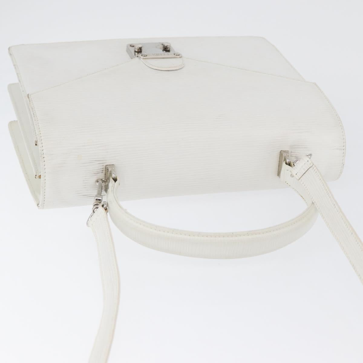 FENDI Hand Bag Leather 2way White Silver Auth LNZ694