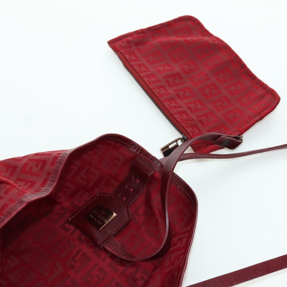 FENDI Zucchino Canvas Tote Bag Red Gold Auth LNZ695V