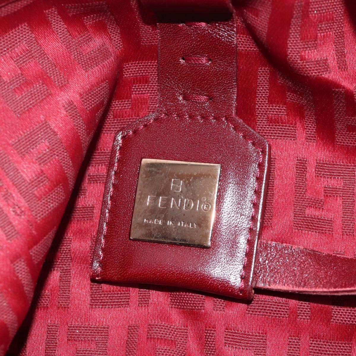 FENDI Zucchino Canvas Tote Bag Red Gold Auth LNZ695V