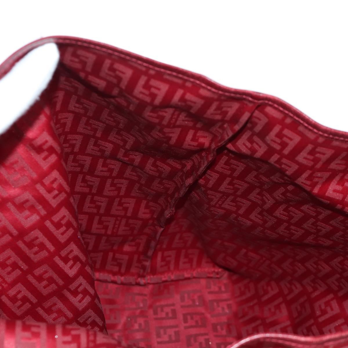 FENDI Zucchino Canvas Tote Bag Red Gold Auth LNZ695V