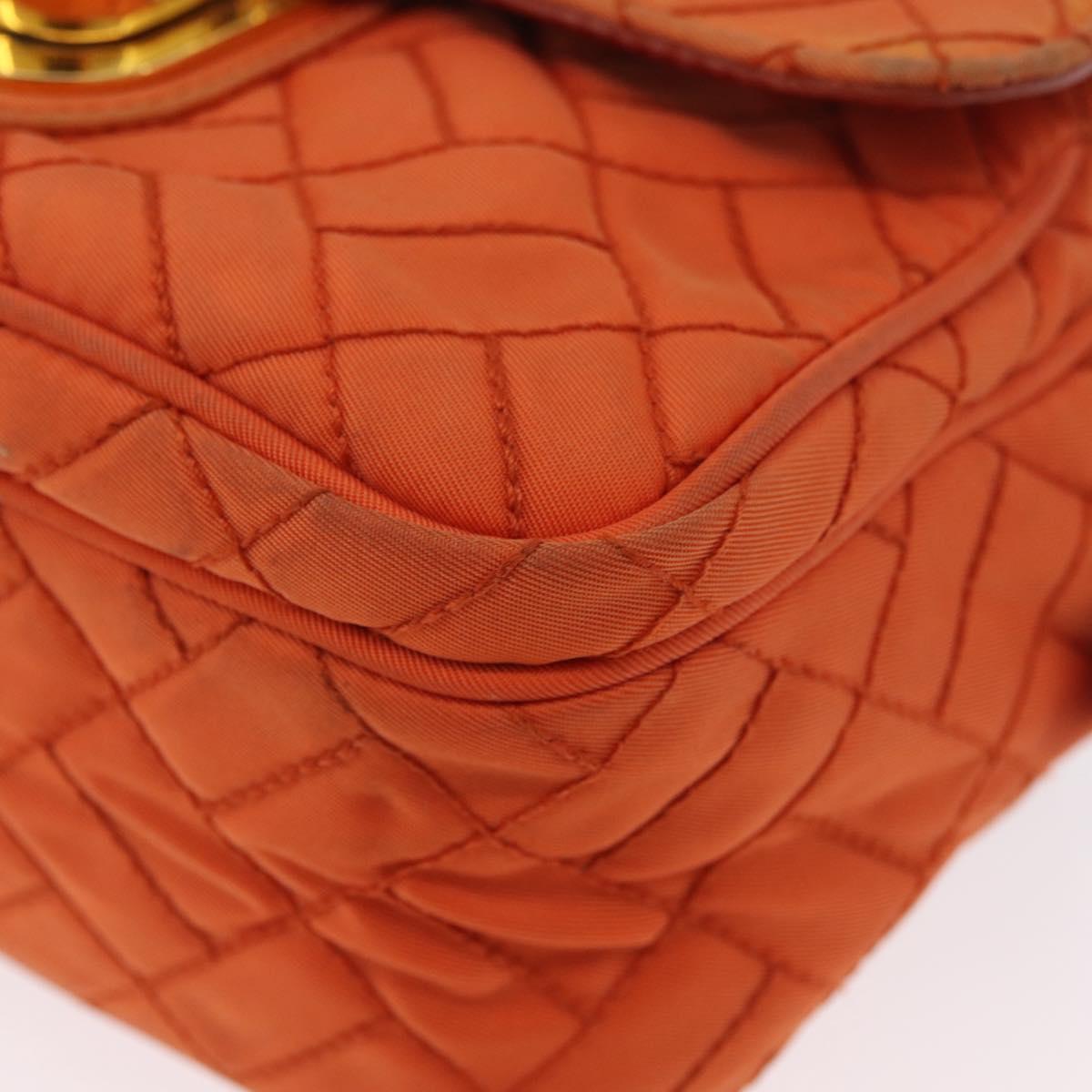 PRADA Shoulder Bag Nylon Orange Gold Auth LNZ699