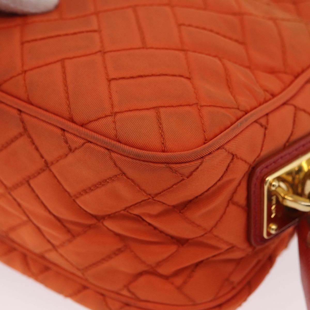 PRADA Shoulder Bag Nylon Orange Gold Auth LNZ699