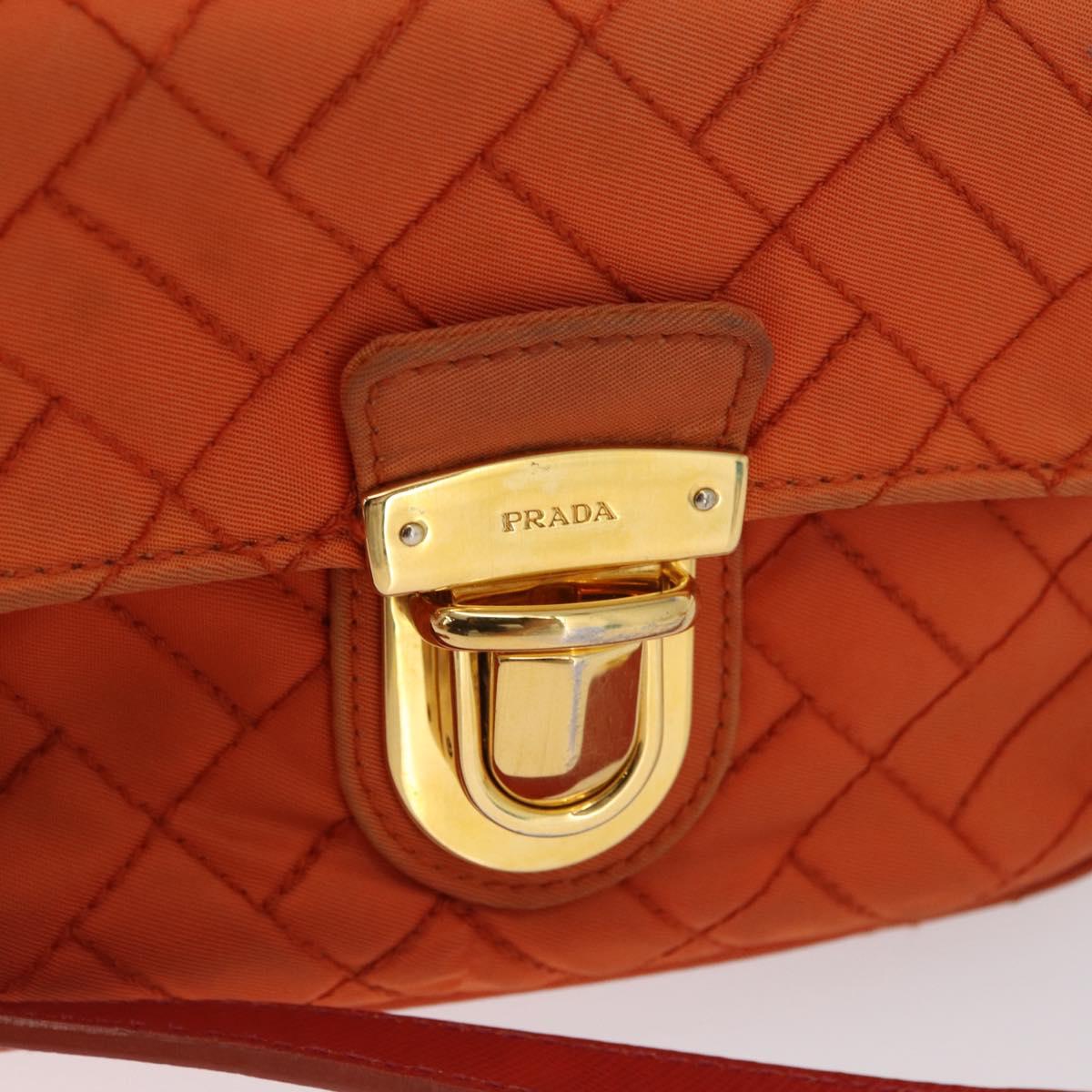 PRADA Shoulder Bag Nylon Orange Gold Auth LNZ699