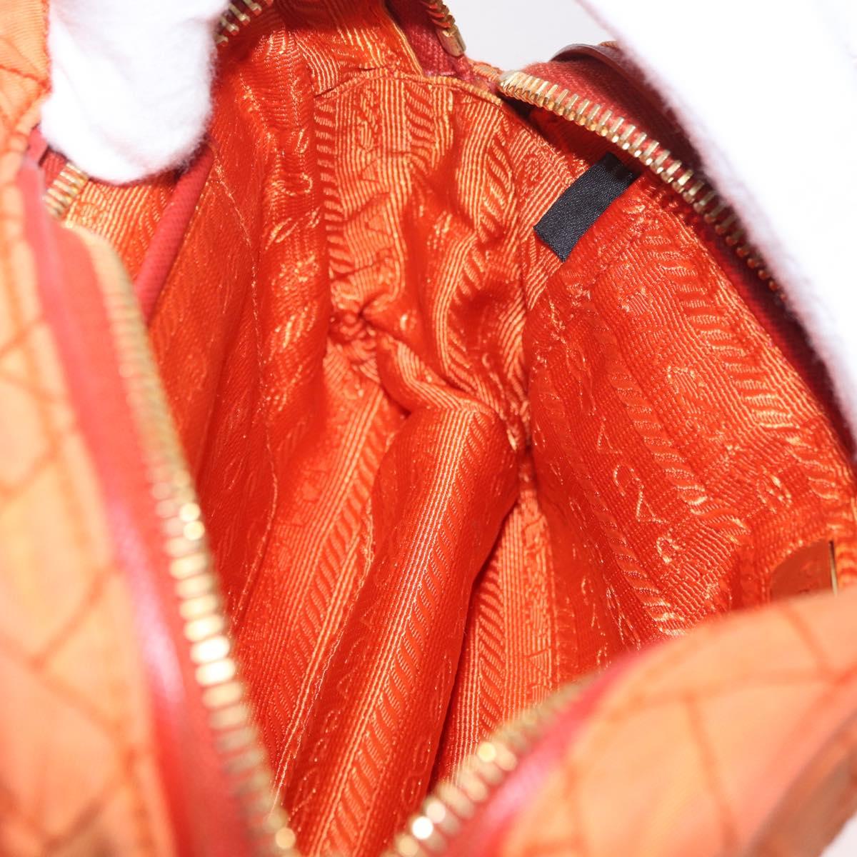 PRADA Shoulder Bag Nylon Orange Gold Auth LNZ699