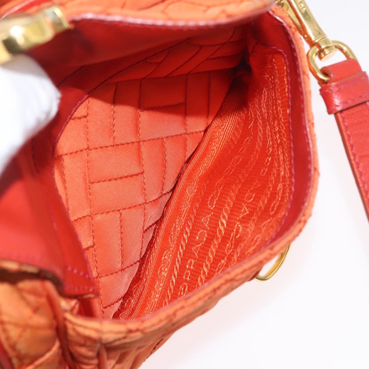 PRADA Shoulder Bag Nylon Orange Gold Auth LNZ699