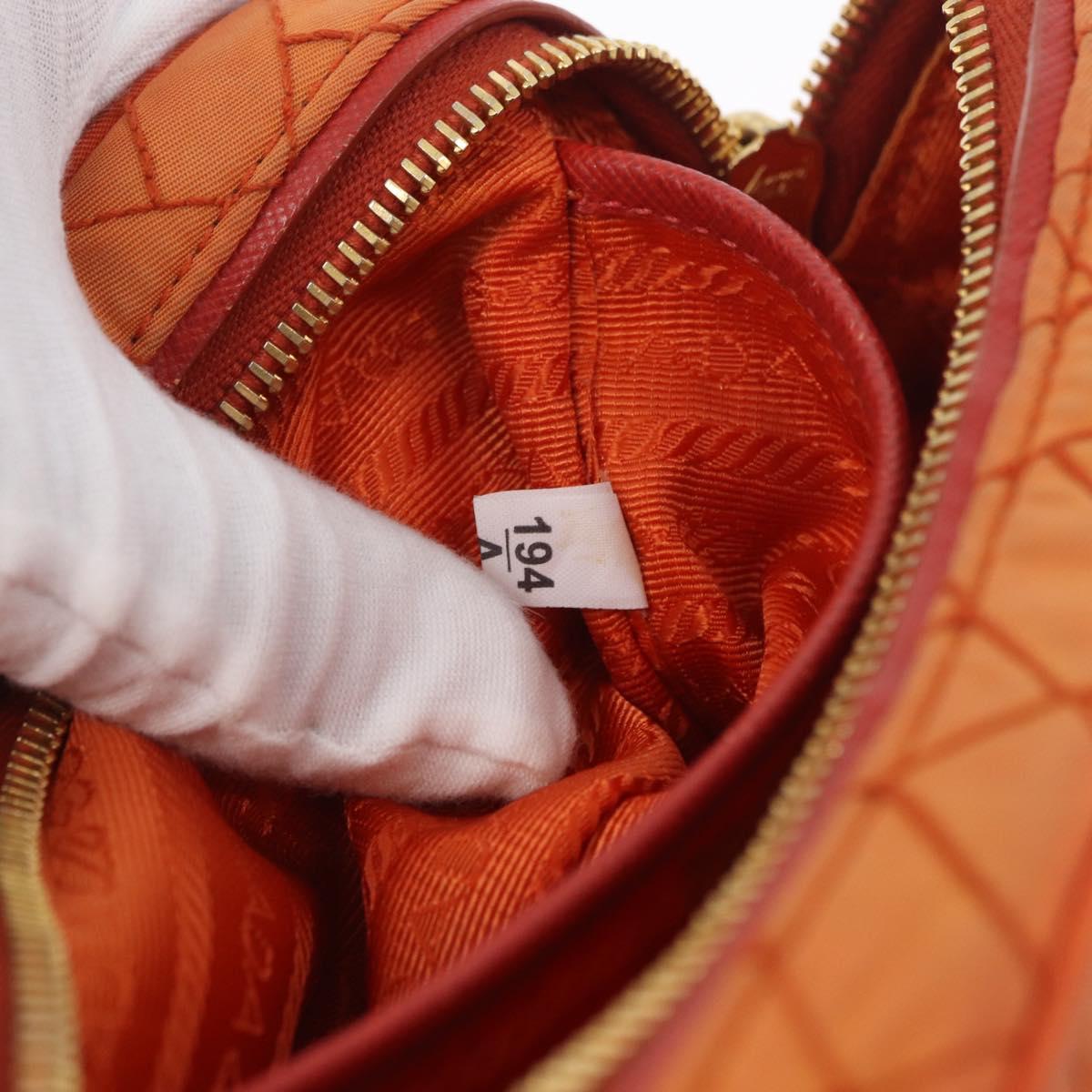 PRADA Shoulder Bag Nylon Orange Gold Auth LNZ699