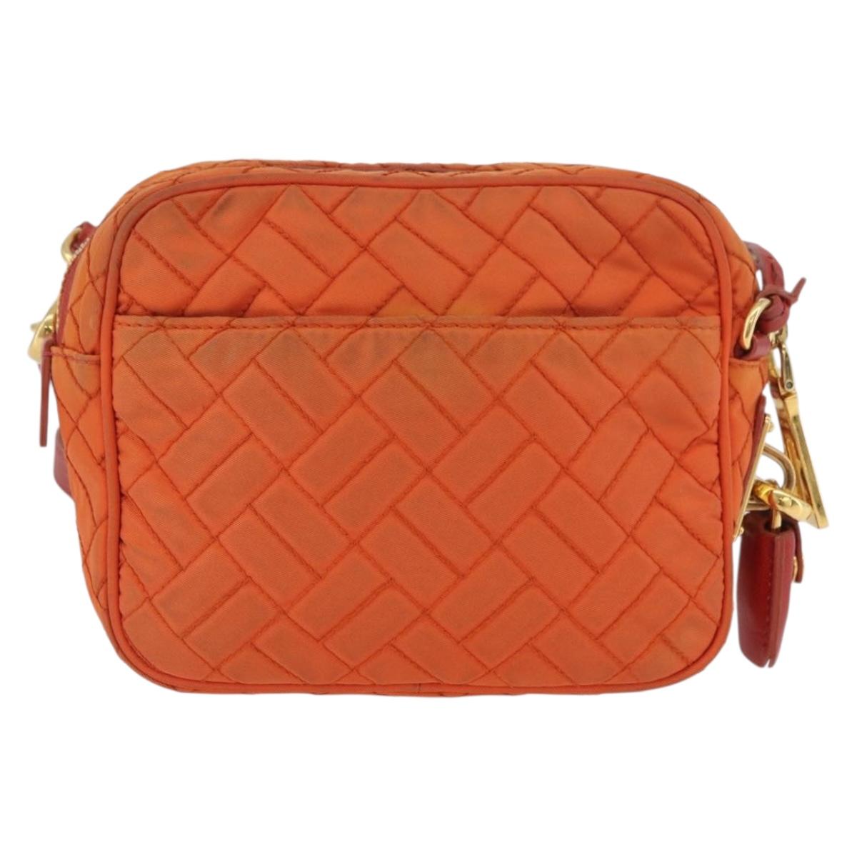 PRADA Shoulder Bag Nylon Orange Gold Auth LNZ699