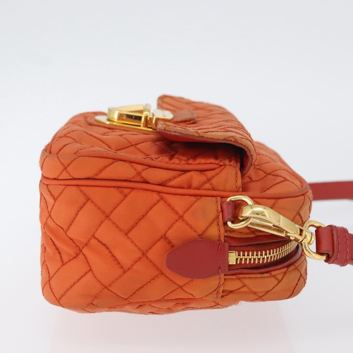 PRADA Shoulder Bag Nylon Orange Gold Auth LNZ699