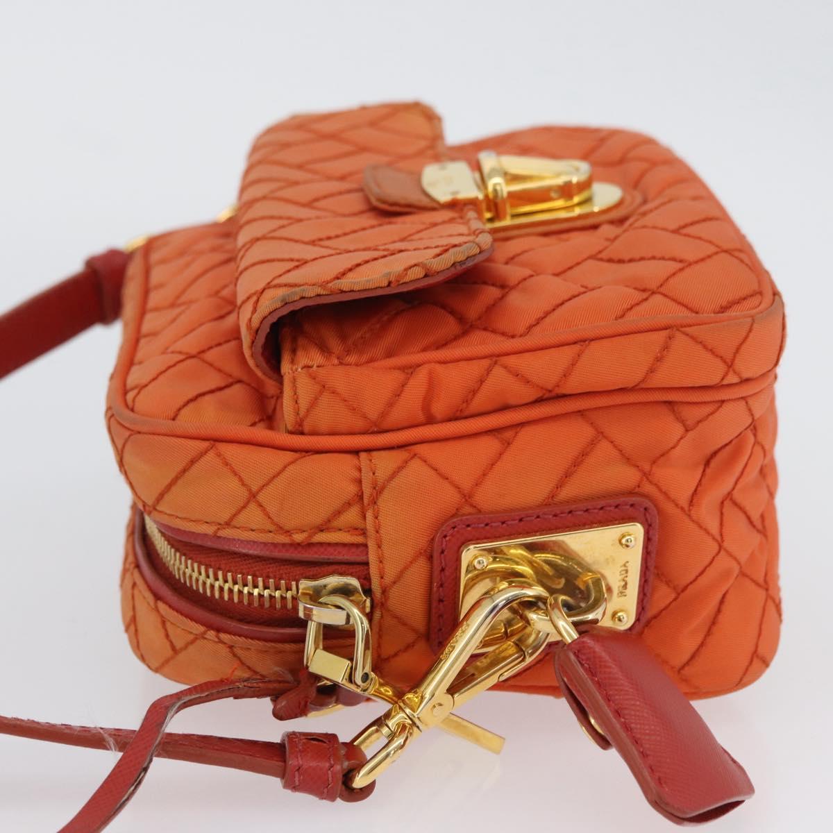PRADA Shoulder Bag Nylon Orange Gold Auth LNZ699