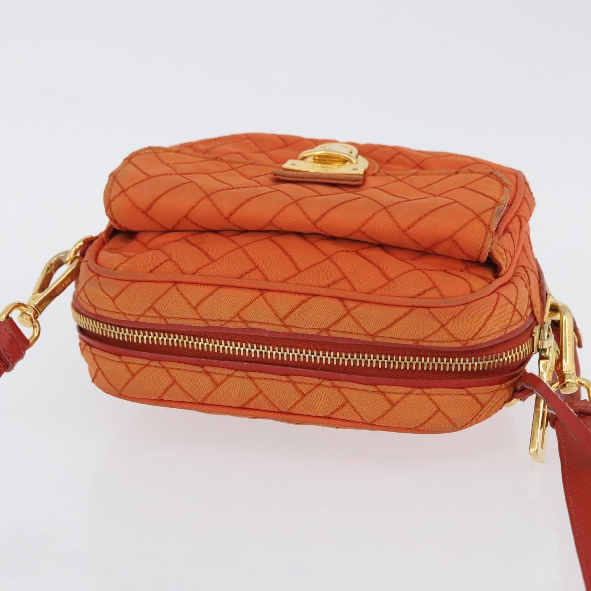 PRADA Shoulder Bag Nylon Orange Gold Auth LNZ699