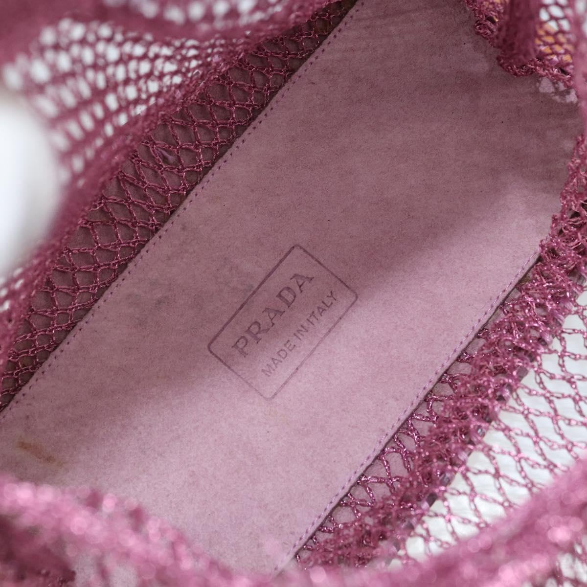 PRADA Hand Bag Patent leather mesh Pink Auth LNZ700
