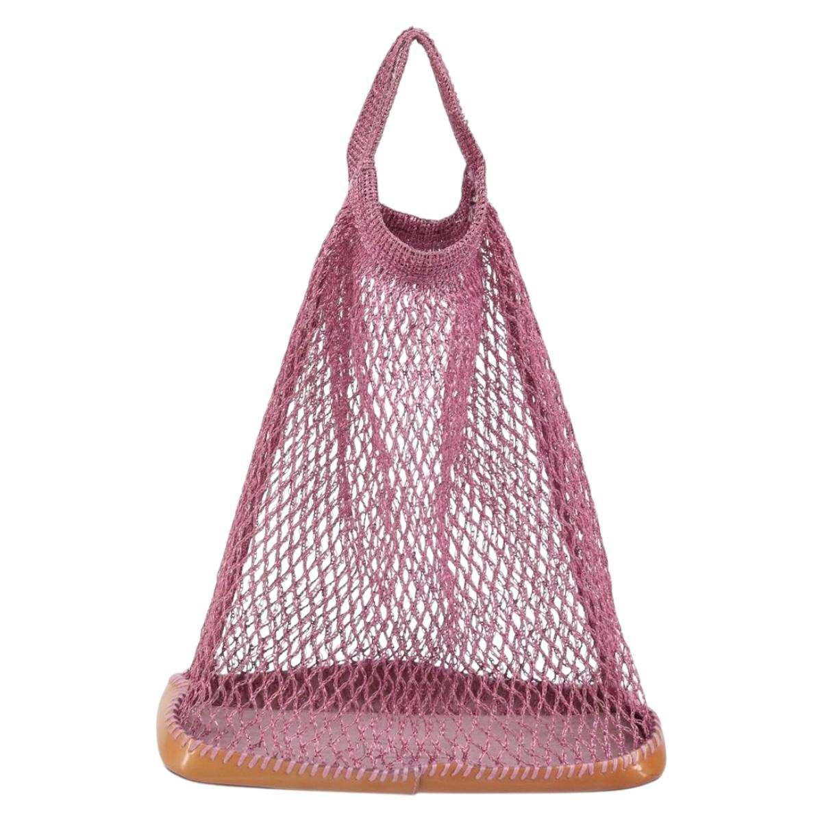 PRADA Hand Bag Patent leather mesh Pink Auth LNZ700